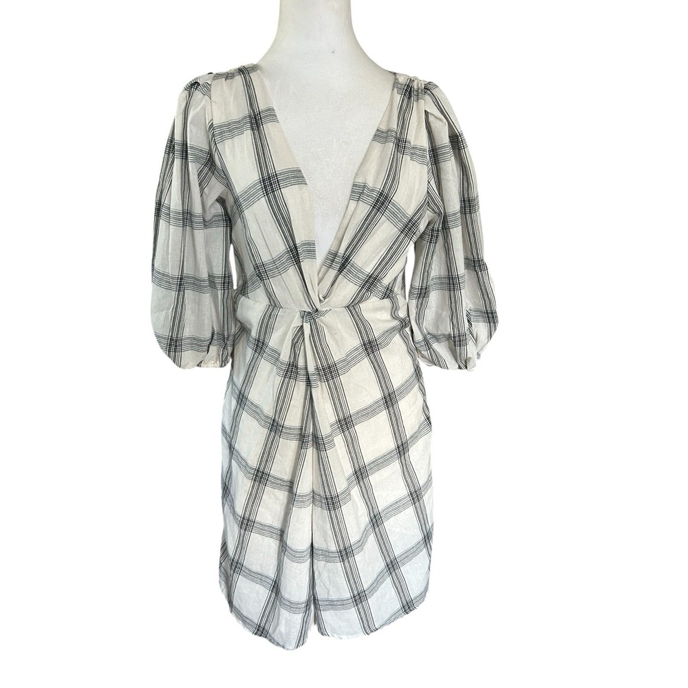 Free People White Miss Molly Plaid Dress‎ Sz 2 - Picture 5 of 9